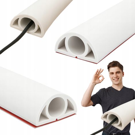 Cache-câbles, bande de protection en caoutchouc pour câbles au sol, rampe blanche, 1 m (1/5)