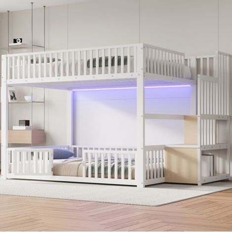 struttura letto 140x200 a castello con LED bianco HAVRYA (1/5)