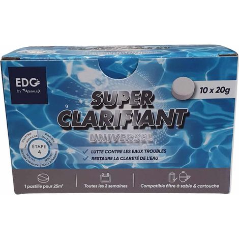 Super Clarifant Floculant Piscine Compatible Cartouche - 10 Pastilles 20g - EDG (1/5)