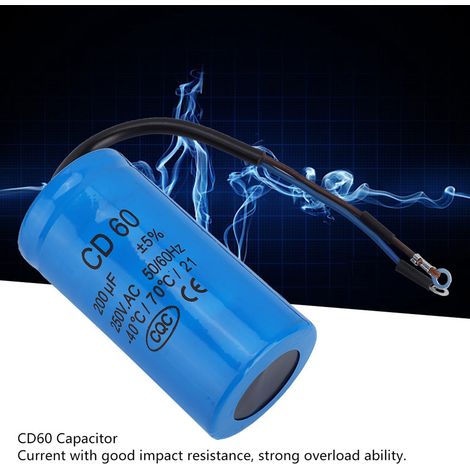 CD60 condensateur de marche avec fils 250V AC 200µF 50/60Hz pour moteur et compresseur d'air (1/5)