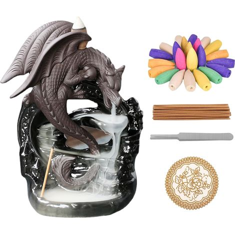 Fontaine A Encens en Céramique, Backflow Incense Burner, Reflux D'encens Brûleur, Incense Burner avec Cônes D'encens + Bâtonnets, Encensoir pour La Maison, Le Bureau, La Chambre (1/5)