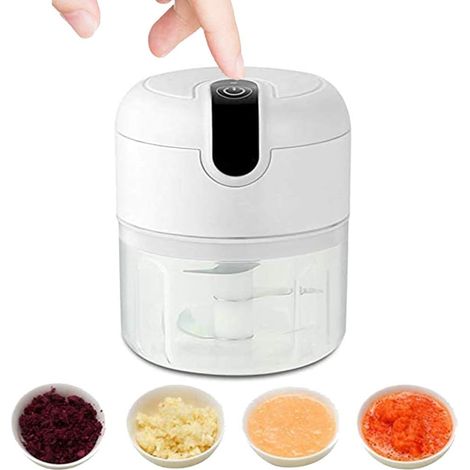 Hachoir Électrique Mini - Moteur 30 W - Lames En Acier Inoxydable 304 - Capacité 250 ML - Pour Ail Gingembre Viande Hachée - USB Rechargeable (1/5)