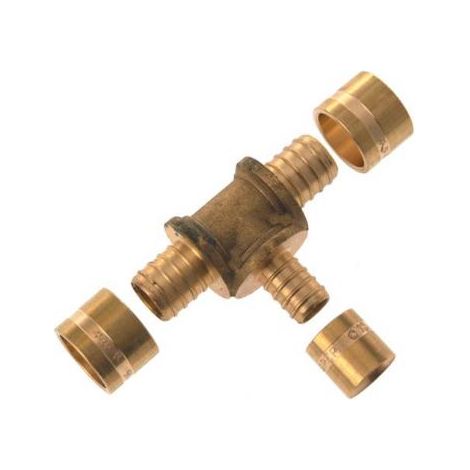 QUICK PLOMBERIE Raccord Té laiton à glissement laiton D.16 pour tube en per (1/2)