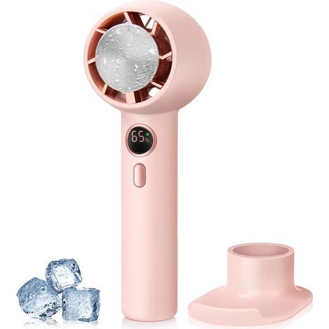 Ventilateur turbo portable avec refroidissement par glace batterie 5000 mAh 2 en 1 mini ventilateur de poche ventilateur de bureau rechargeable USB pour la maison le bureau... (1/5)