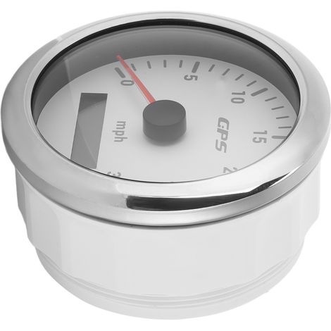 Compteur de vitesse GPS de 3,3 pouces, compteur de vitesse de 0 à 30 mph, rétroéclairage couleur, étanche IP67, convient aux voitures, camping-cars, bateaux et yachts, cadran blanc. (1/5)