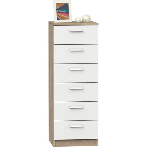 Briebe Nova Cajonera Dormitorio Sinfonier Alto, Cómoda 6 Cajones, 110x40x40 cm (Alto x Ancho x Profundo) Blanco (1/5)