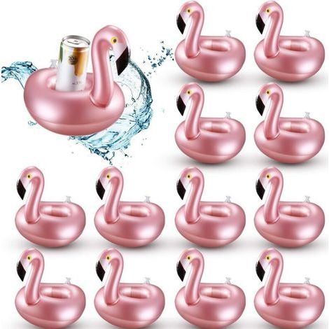 12 Pièces Porte-Boisson Gonflable Flamingo Flotteurs de Boissons Gonflables Réutilisables Mignon Animal Tasse Dessous de Verre Piscine Porte-Gobelets pour la Fête de Natation d'été (1/4)