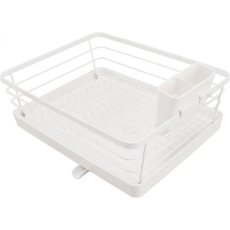 Égouttoir à vaisselle moderne grande capacité, résistant à la rouille, gain de place, avec plateau d'égouttage pour plan de travail de cuisine, 39,5 x 30,5 x 14,5 cm (1/5)