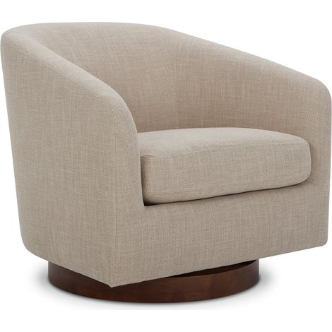 Fauteuil Pivotant CHITA, Siège Baquet Rembourré En Tissu Certifié FSC, Pour Salon-Beige (1/5)