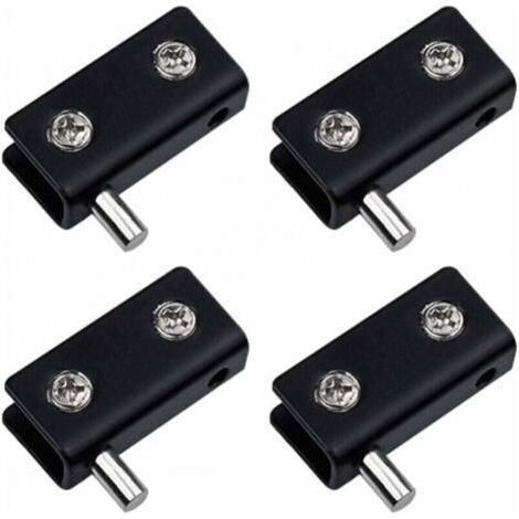Lot de 4 charnières pivotantes, sans cadre pour porte en verre - Noir - Clips de porte en verre en acier inoxydable avec broche réglable - Kit de remplacement pour porte en verre de 5 à 7 mm (1/5)