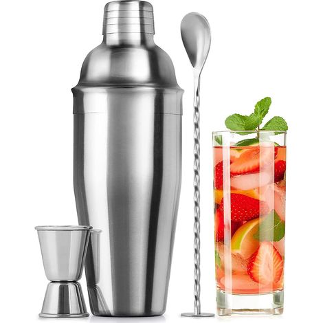 ensemble De Shaker Cocktail En Acier Inoxydable De 700 Ml - Shaker Boissons Mlanges - Ensemble De Shaker Martini Avec Passoire Intgre, Doseur D (1/5)
