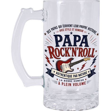 Chope à Bière Papa RocknRoll 480 ml Cadeau Musique (1/2)