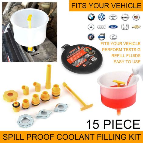 Trintion No-Spill Coolant Filling Funnel Kit With Adapters For Efficient Radiator Maintenance Coolant Funnel No-Spill Coolant Fill 15Pcs Maintenance Coolant Adapter Suitable For Many Car Models (1/5)