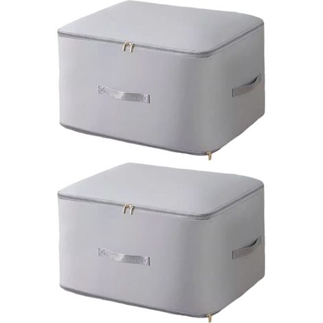 Lot de 2 sacs de rangement pour vêtements - Organisateur de couette - Sous vide - Gris 60 x 54 x 42 cm (1/5)