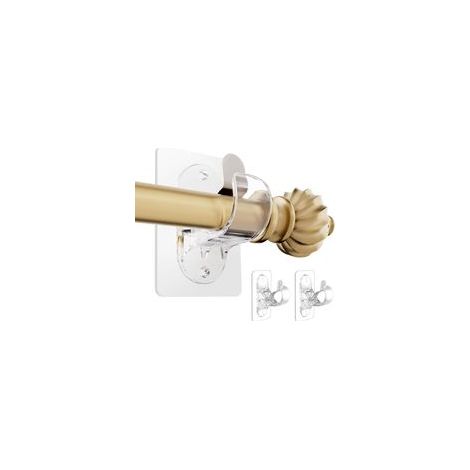 Lot de 2 supports de tringle à rideaux autocollants sans perçage Crochets de tringle à rideaux réglables sans clous Crochets adhésifs Transparent (1/5)