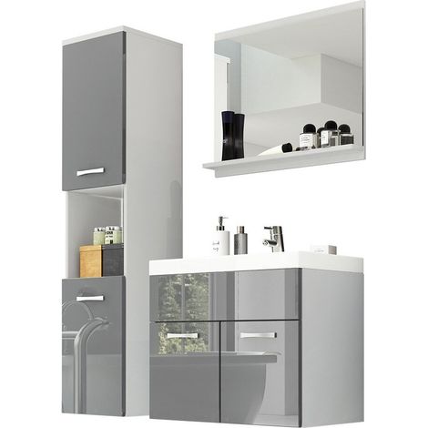 Conjunto de mueble de baño Sarasota 122, Blanco + Gris brillante