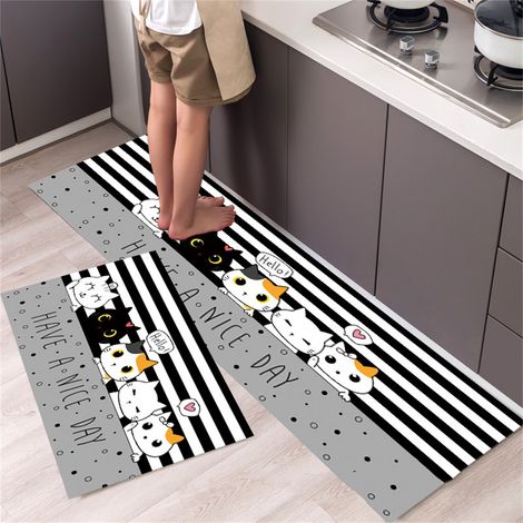 Tapis de sol pour cuisine et entrée QYSC-201 anti-glissant polyester 40x120cm - Support ergonomique, facile à nettoyer