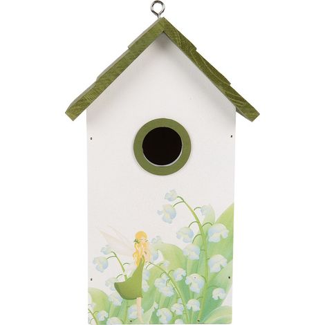 Nichoir à oiseaux en bois blanc, cabane pour jardin et extérieur 15 x 10 x 22 cm - PANGIVO (1/5)