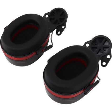 Casque antibruit réglable pour casque de chantier – protection auditive isolante pour ouvriers du BTP – noir et rouge (1/5)