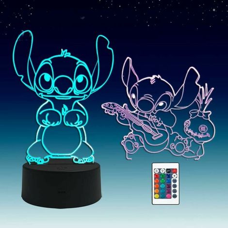2 en 1, Lilo et Stitch, lampe LED anime illusion 3D, télécommande RVB 16 couleurs, veilleuse pour enfants (1/5)