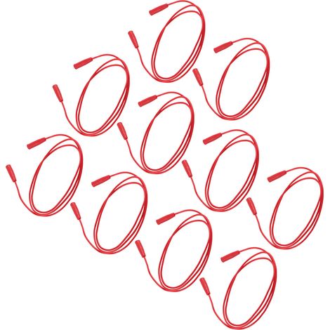 Kit de 10 cordons de test d'extension électrique 0,44 mm² avec connecteurs banane femelles 2 mm (réf. J.70029, rouge) (1/5)