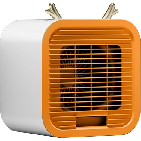 Mini climatiseur portable de bureau, silencieux et alimenté par USB, couleur orange. Idéal pour le bureau et l'extérieur. (1/5)