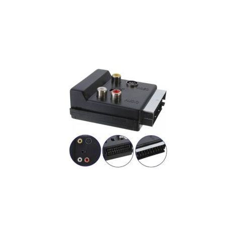 Crezuo 21-poliges SCART-auf-3-RCA-S-Video-Audio-/Video-Adapterkabel mit Eingangs-/Ausgangstaste