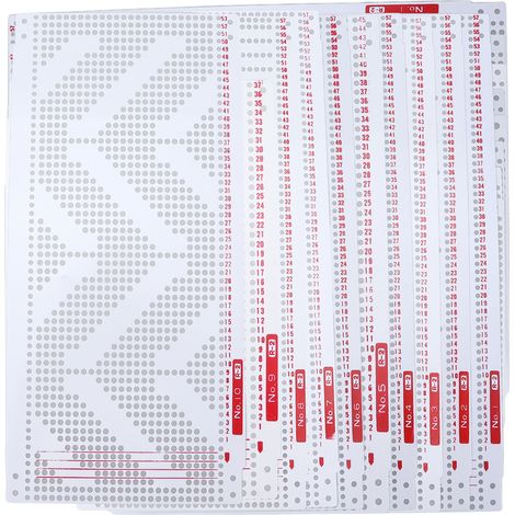 10 Lochkarten aus flexiblem und strapazierfähigem weißem Kunststoff, ideal für Haushaltsstrickmaschinen. (1/5)
