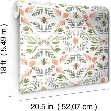 Papier peint rouleau auto-adhésif - Motifs floraux, abeilles et papillons (1/5)