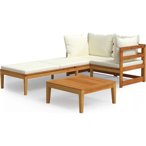 Maison Exclusive - 3-tlg. Garten-Lounge-Set mit Cremeweißen Kisse (1/5)