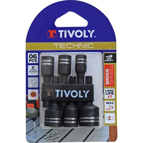 Tivoly • Set di 6 dadi di serraggio magnetici Ø da 6 a 13 mm -IMPACT