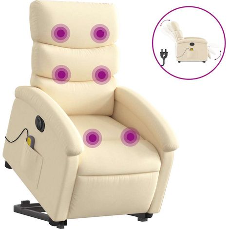 Maison Exclusive - Poltrona Alzapersona Massaggiante Elettrica Crema in Tessuto