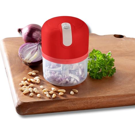 Mini hachoir électrique USB avec 3 lames en acier inoxydable, hachoir universel alimenté par batterie, compact et puissant, capacité de 250 ml (1/5)