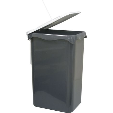 Rossignol – Poubelle pivotante à cordon 23L – Pour caisson 400mm – Décor gris – Largeur 290mm – Profondeur 240mm – Fixation droite/gauche