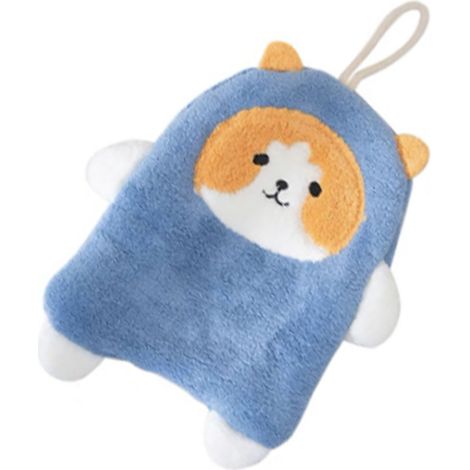 Serviette chien motif polaire corail microfibre super absorbante séchage rapide accroche-porte bleu (1/5)