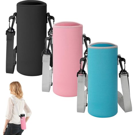 Housses Isothermes pour Bouteille d'eau 500ml Portables Sac Bouteille d'eau Porte-Bouteille Thermos avec Bandoulière Réglable pour le Camping la Randonnée 3 Pièces (1/5)
