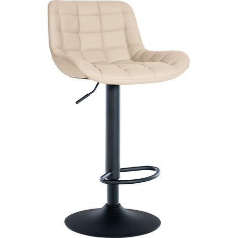 Sgabello bar x1 struttura in metallo nero, seduta in PVC panna con cuciture 100005444