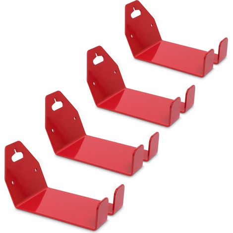 Relaxdays Set of 4 Pedal to Wall Bracket for Bicycles, Metal, Wall Mounted, for Bike Wall Storage, 10 x 14.5 cm, Red
