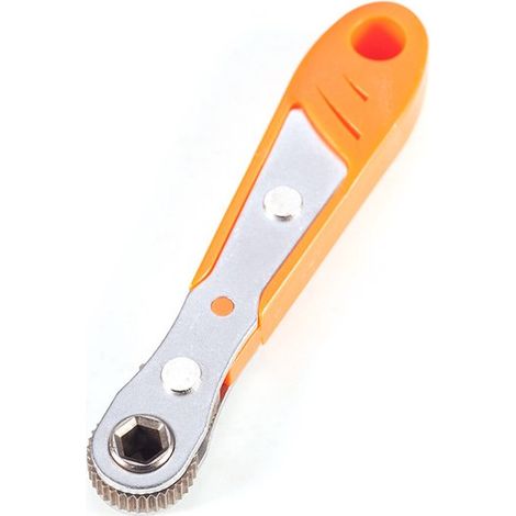 Llave de carraca, Llave de dos vías, Metal, 11 x 1,9 x 1 cm, automoción, uso industrial, reparación de electrónica, juguetes, Naranja (1/5)