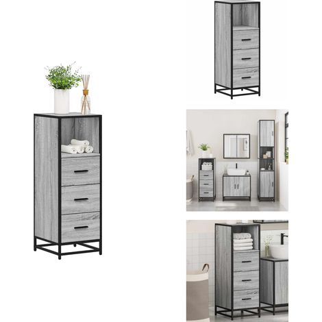 The Living Store Armoire de salle de bain sonoma gris 35x37,5x100 cm - Rangement salle de bain (1/5)