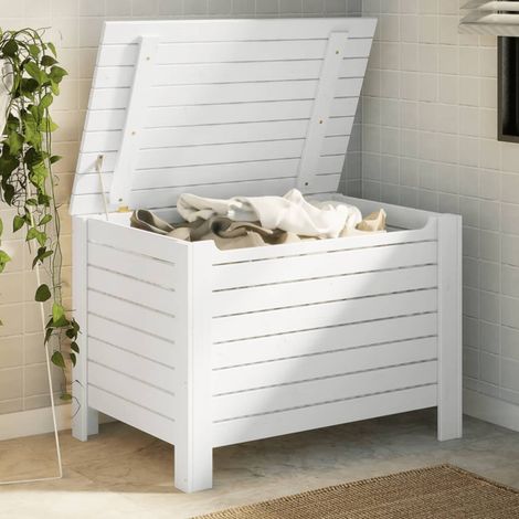 Storage Box with Lid RANA White 80x49x54 cm Solid Wood Pine vidaXL (1/5)