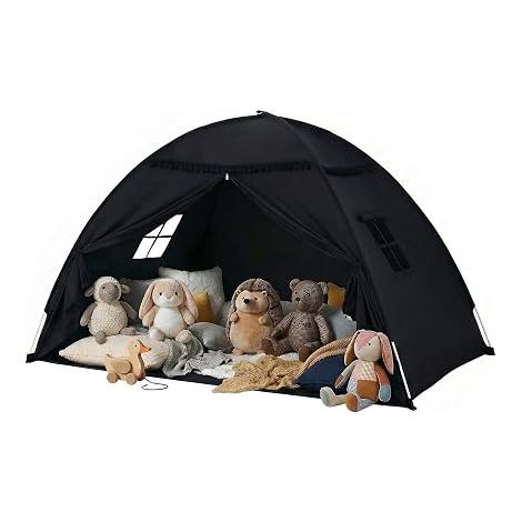 Tente de lit chambre d'enfant : grande grotte enfant avec sol lit double lit superposé, tente de jeu d'intérieur pliable tente couchage filles garçons (1/5)
