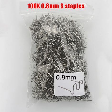 Jeu universel de 400 agrafes plates prédécoupées à chaud de 0,6 mm à 0,8 mm pour agrafeuses plastiques, soudeuses de réparation et outils de réparation (1/5)
