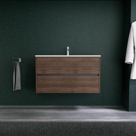 Inda - Mobile bagno L.100 con lavabo opaco / Rovere castano 2