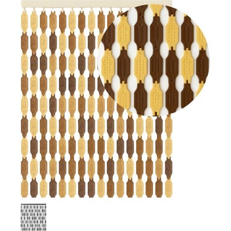 Tenda a piastrine anti mosche tema Melange - Mis.120x225 cm - Frange con piastrine in Polietilene - Colore Marrone (1/5)