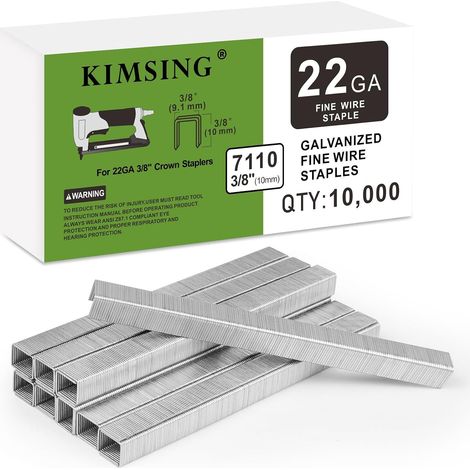 Lot de 10 000 agrafes galvanisées pour ameublement, calibre 22, 71, couronne de 9,5 mm, longueur de jambe de 9,5 mm, fixations pour agrafeuse à fil fin (1/5)