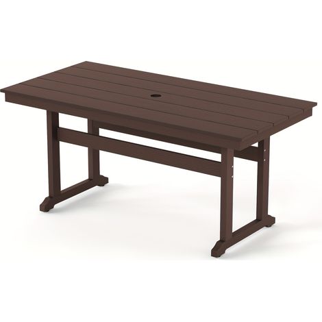 Rechteckige Gartentische, wetterbeständige HDPS-Terrassentische, 168 cm lange Gartentische mit 5 cm großem Schirmloch für Veranda, Balkon und Garten (1/5)