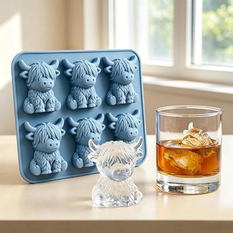 Mini-Eiswürfelform in Form eines Hochlandrindes, Silikonform für Eiswürfel, Bonbons, Gelee und selbstgemachte Leckereien in Form von Hochlandrindern. Wiederverwendbar und leicht zu entformen. (1/5)