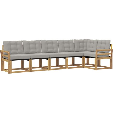 Set di divani da esterno 6 pz 6-Posti Bianco e Grigio Chiaro vidaXL (1/5)