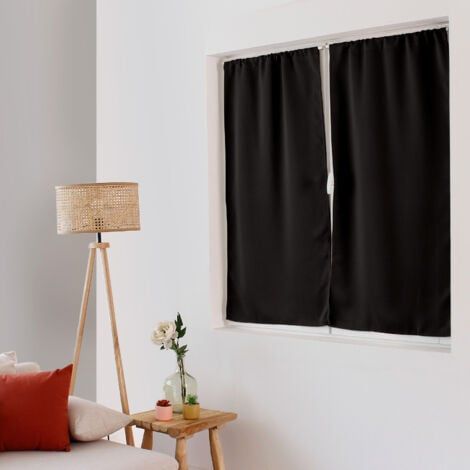 Vitrage occultant uni noir - 60x120cm - Noir (1/4)